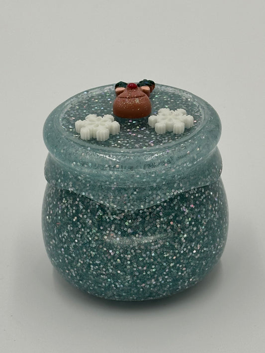 Christmas Resin Jar with Screw On Lid